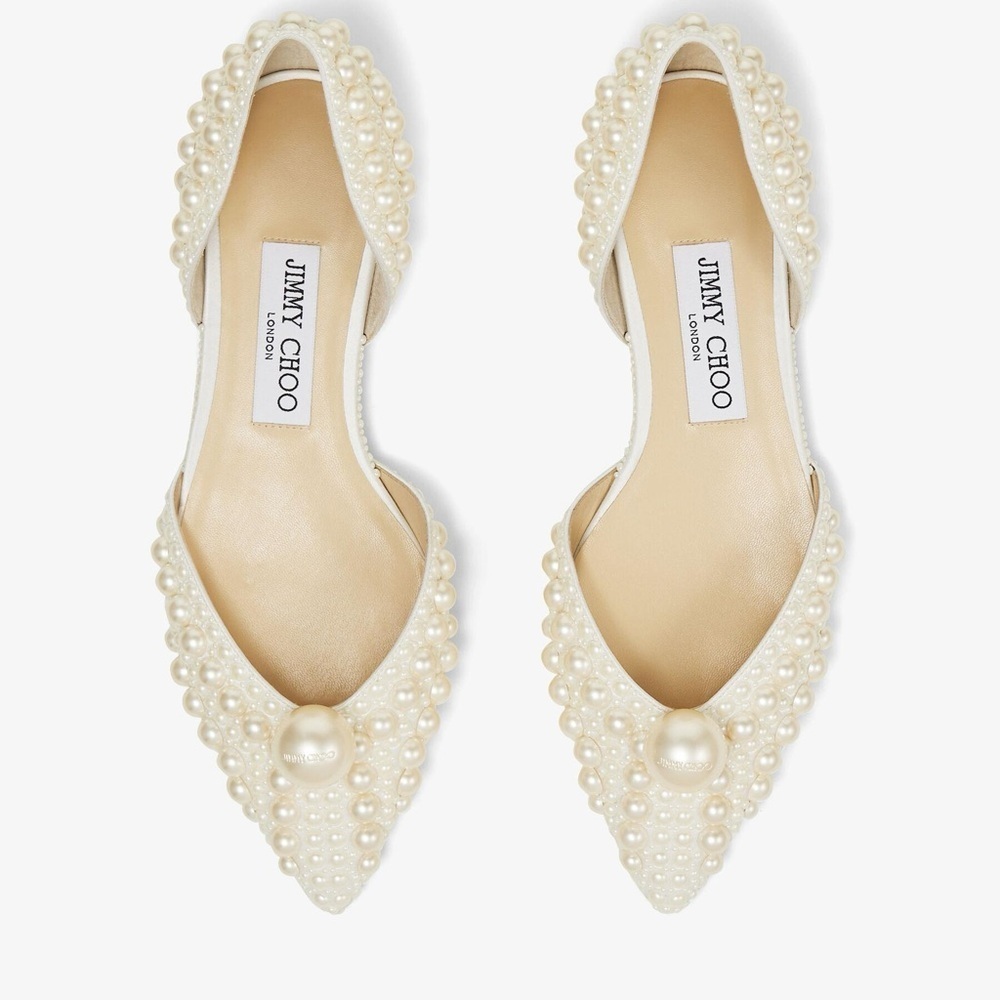 Jimmy Choo Sabine Pearl Flat Sandals - Picture 5 of 12